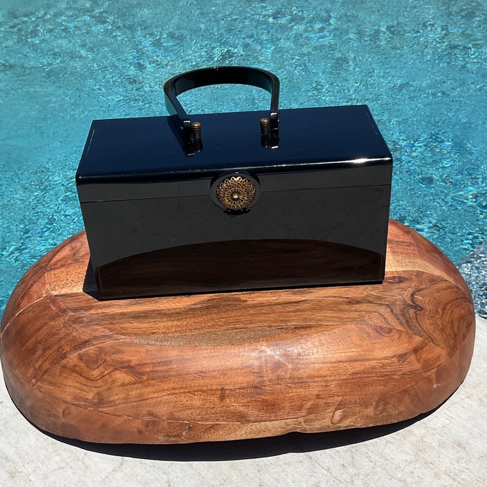 Wilardy 1950s Marine Black Lucite Box Bag